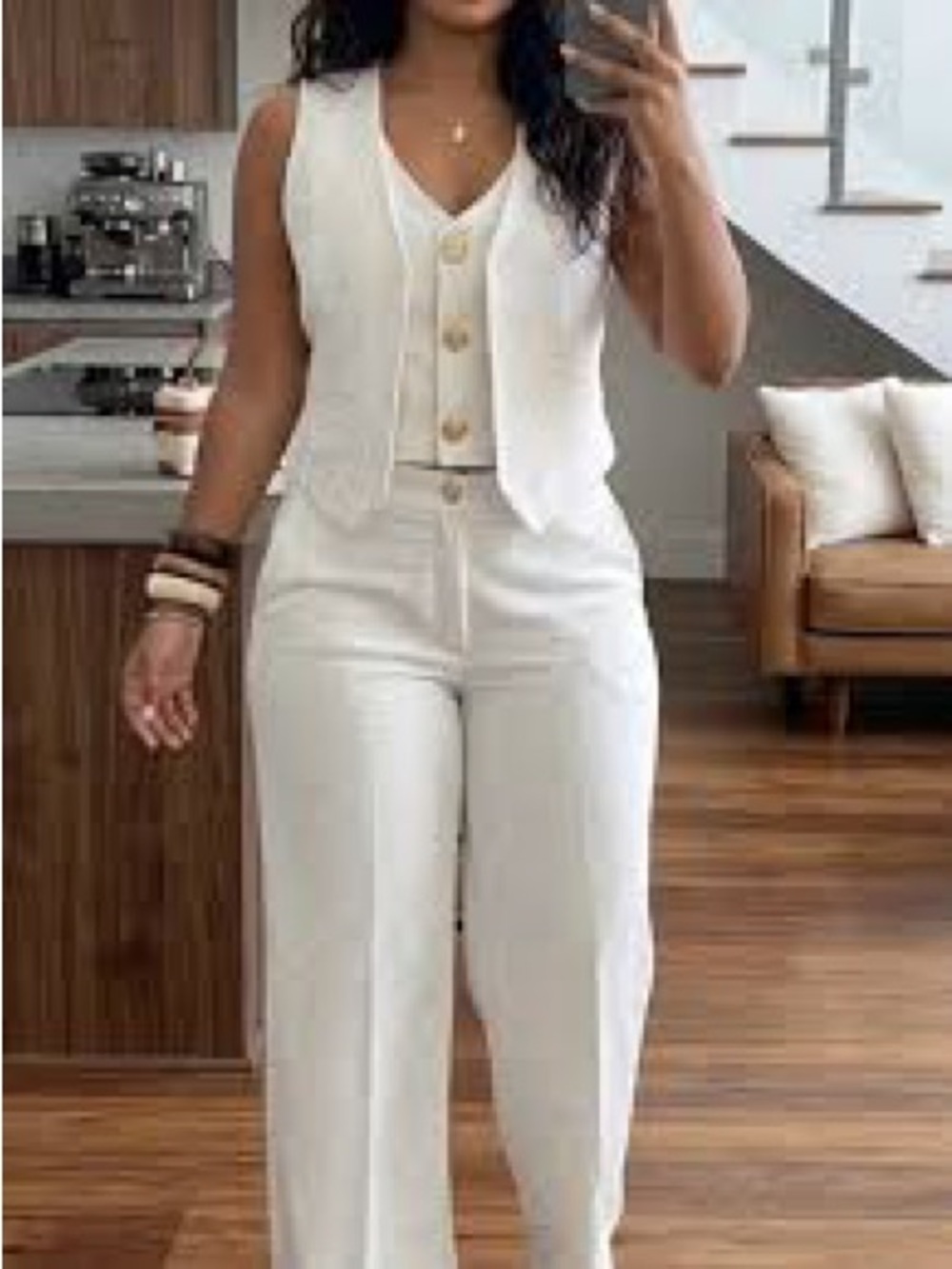 Wide-Leg Pants with Matching Vest ptp 18”. Pants waist 14” w stretch 15”. Set